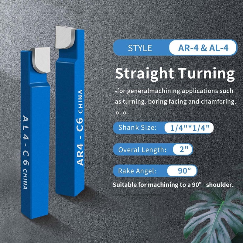 SENDUO Store 10PCS 1/4" Metal Lathe Tooling Carbide Tip Tipped Cutter Tool,C6 Bit Cutting Set,for Metal Lathe Turning, Boring, and Chamfering - Image 4